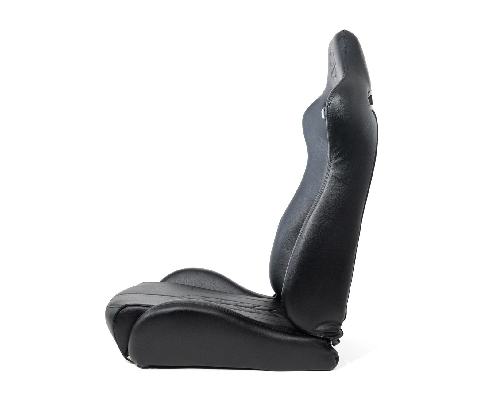 NRG Reclinable Sport Seats (Pair) The Arrow Black Vinyl w/ Pressed NRG logo w/ Black Stitch thumbnail 4