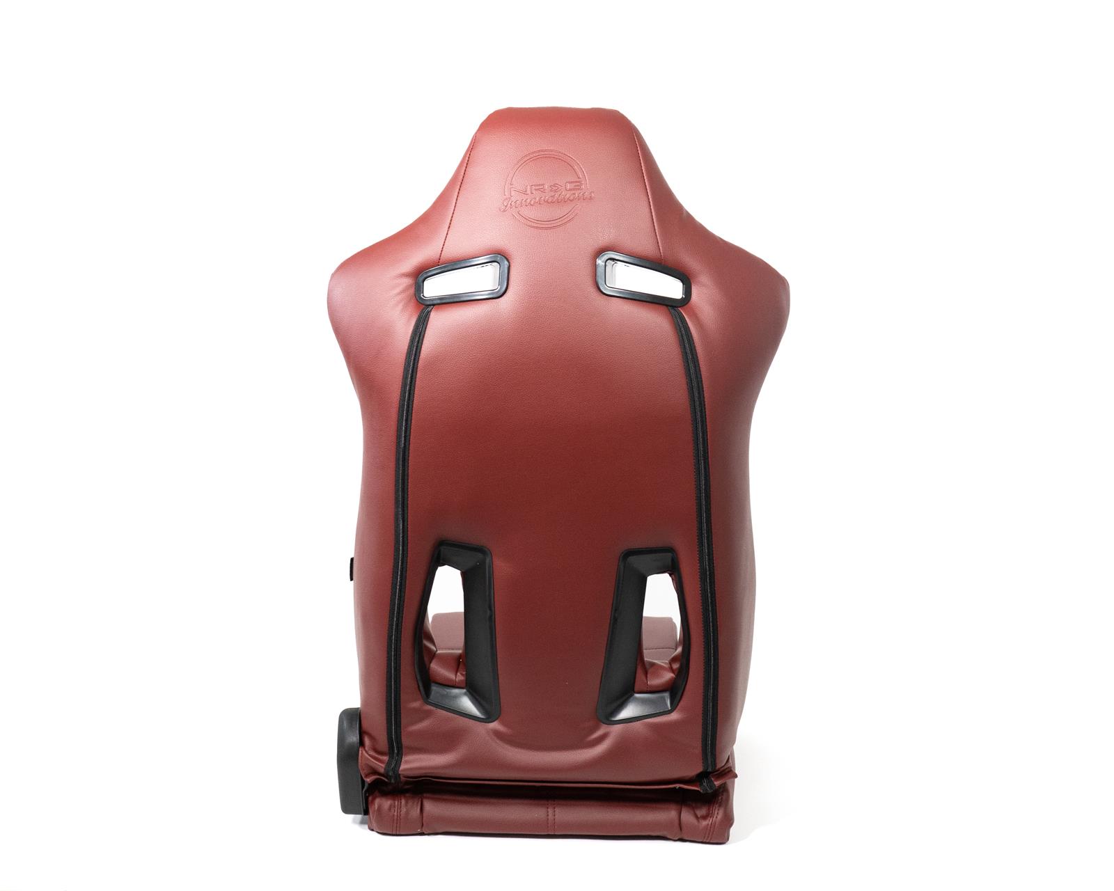 NRG Reclinable Sport Seats (Pair) The Arrow Maroon Vinyl w/ Pressed NRG logo w/ Maroon Stitch thumbnail 3