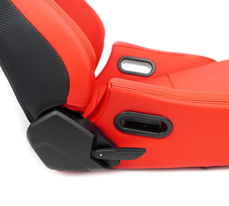 NRG Omega Reclinable Racing Seat (Pair) Red with Black Carbon Vinyl Back thumbnail 2