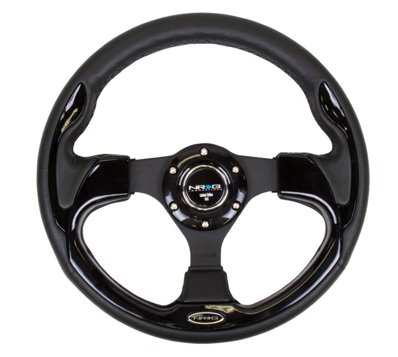 NRG Reinforced Steering Wheel (320mm) Blk w/Gloss Black Trim thumbnail 4