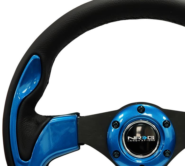 NRG Reinforced Steering Wheel (320mm) Blk w/Blue Trim thumbnail 3