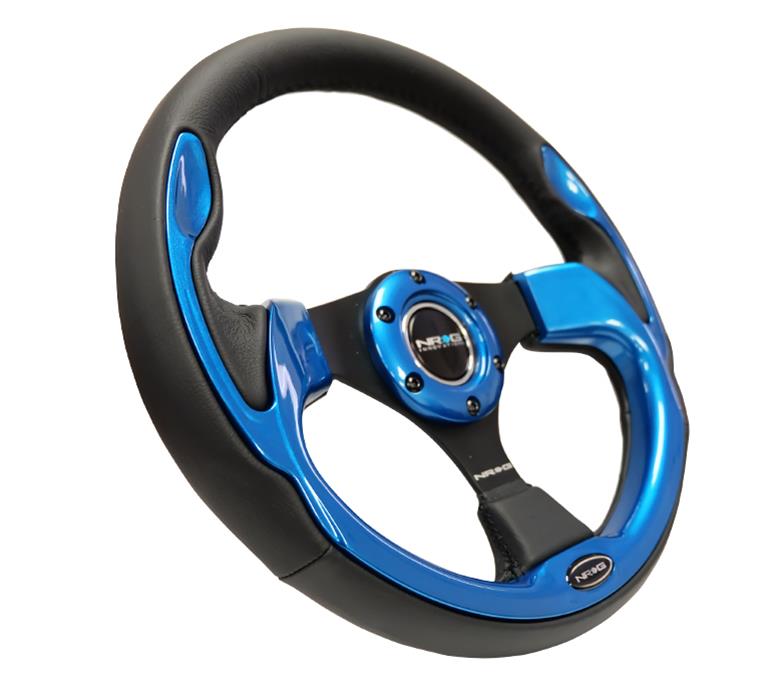 NRG Reinforced Steering Wheel (320mm) Blk w/Blue Trim thumbnail 4