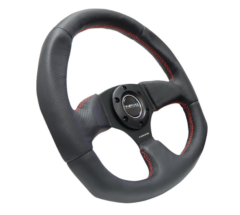 NRG Reinforced Steering Wheel (320mm Horizontal / 330mm Vertical) Leather w/Red Stitching thumbnail 2