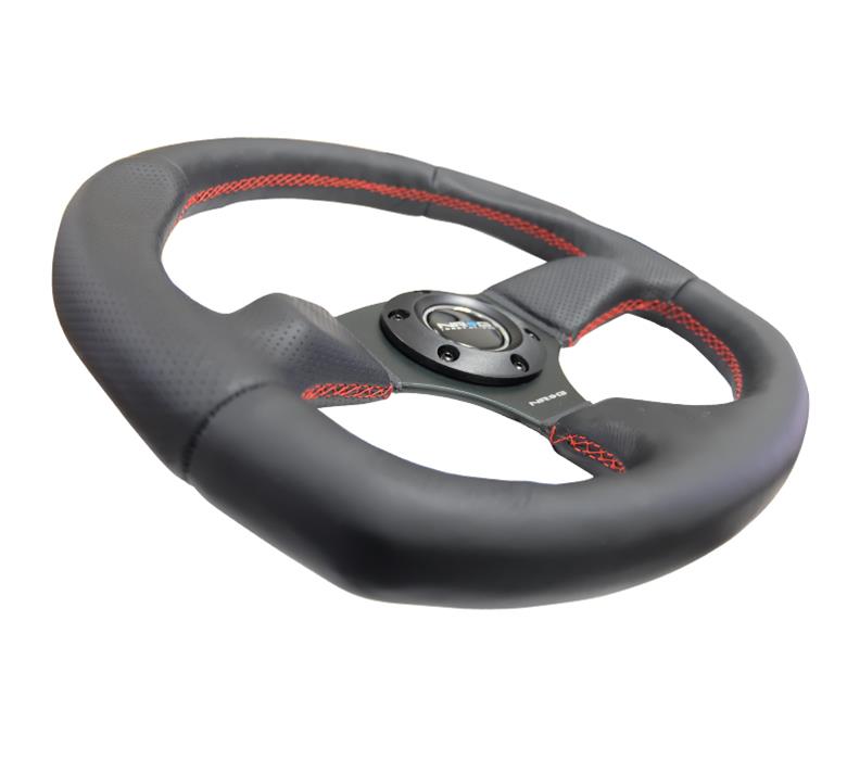 NRG Reinforced Steering Wheel (320mm Horizontal / 330mm Vertical) Leather w/Red Stitching thumbnail 4
