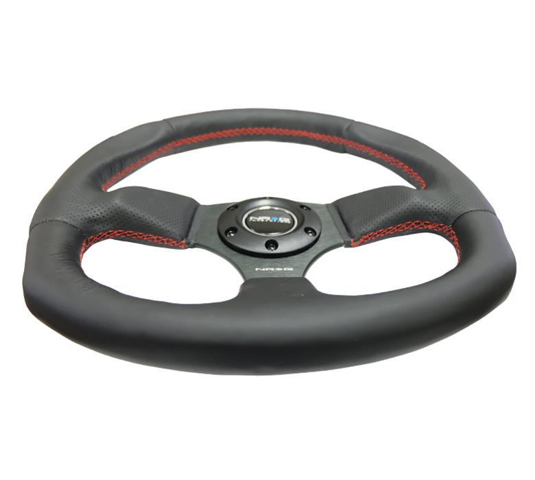 NRG Reinforced Steering Wheel (320mm Horizontal / 330mm Vertical) Leather w/Red Stitching thumbnail 3