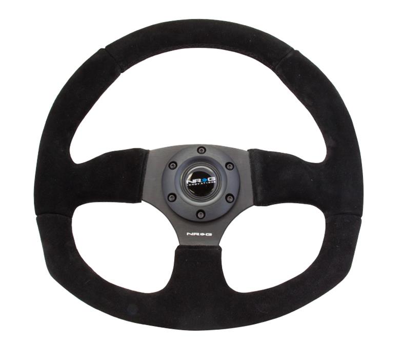 NRG Reinforced Steering Wheel (320mm Horizontal / 330mm Vertical) Black Suede w/Black Stitching thumbnail 2