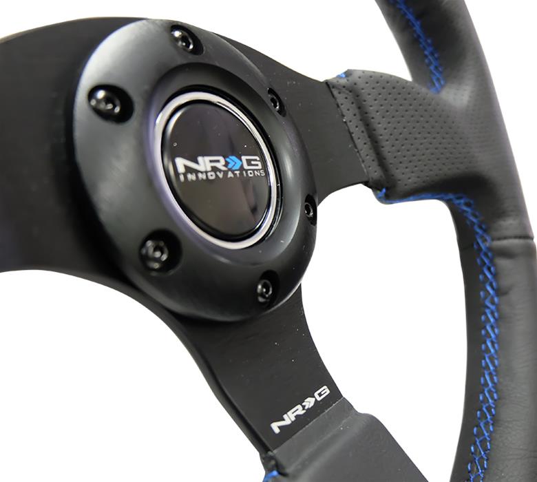 NRG Reinforced Steering Wheel (320mm) Black Leather w/Blue Stitching