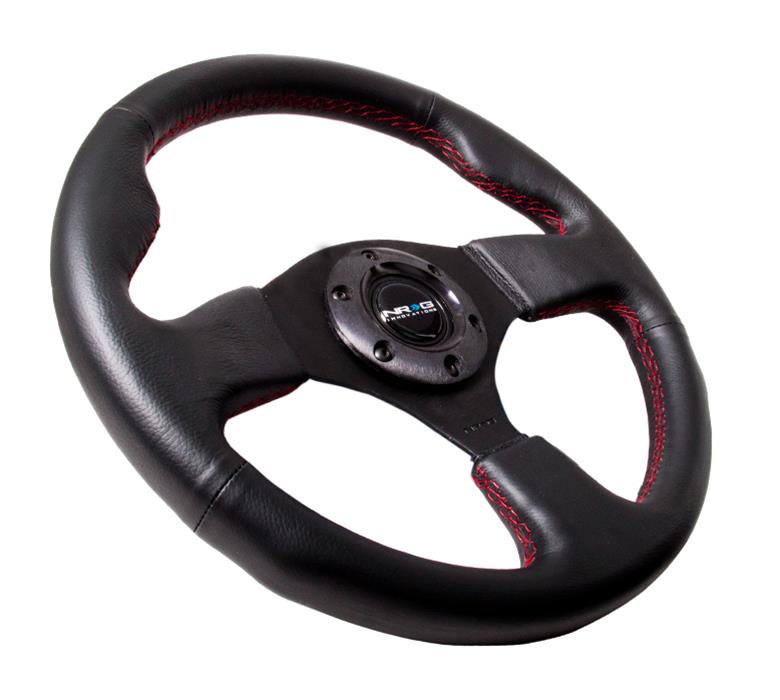 NRG Reinforced Steering Wheel (320mm) Leather w/Red Stitch thumbnail 3