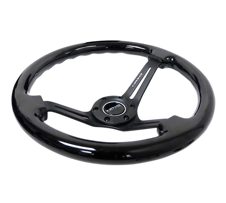 NRG Reinforced Steering Wheel (350mm / 3in. Deep) Blk Wood w/Blk Matte Spoke/Black Center Mark thumbnail 2