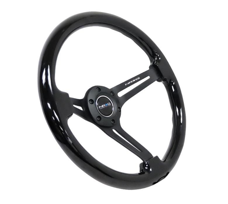 NRG Reinforced Steering Wheel (350mm / 3in. Deep) Blk Wood w/Blk Matte Spoke/Black Center Mark thumbnail 3