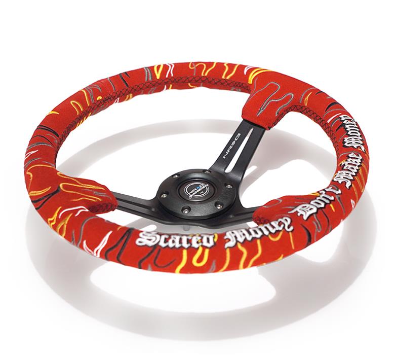 NRG Ryan Litteral V3 350mm Deep Dish Suede Steering Wheel - Black