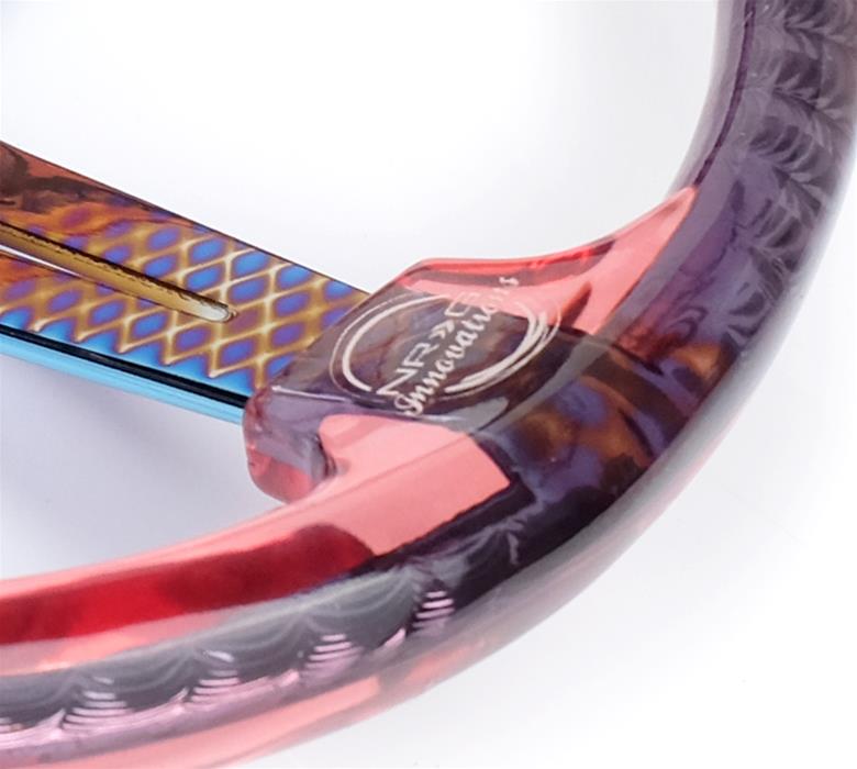 NRG Deep Dish Steering Wheels with Slit Spokes RST-027GM-RD Wheel, Dish, Spokes, 350mm, 2 in. Dish, Red Acrylic Grip, Neo-chrome Spoke, Each thumbnail 6