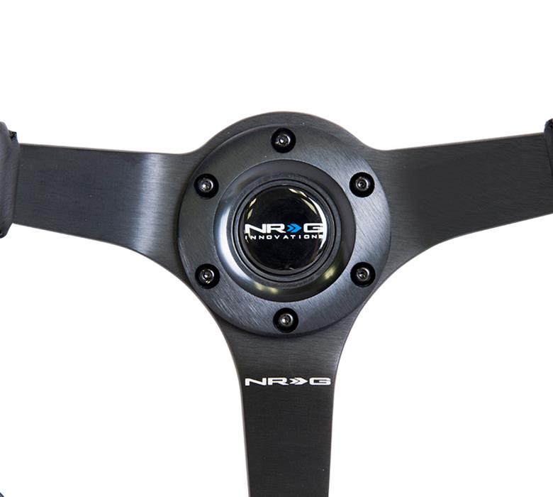 NRG Reinforced Steering Wheel (350mm / 3in. Deep) Bk Leather w/Bk BBall Stitch (Odi Bakchis Edition) thumbnail 2