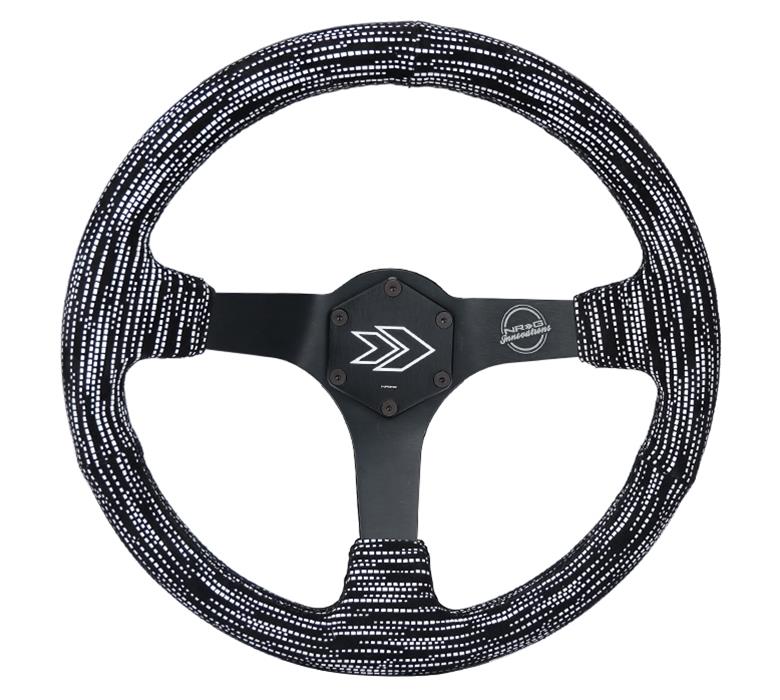 NRG Reinforced Steering Wheel (350mm / 3in. Deep) Microfiber/Black Stitch w/5mm Matte Black Spokes thumbnail 3