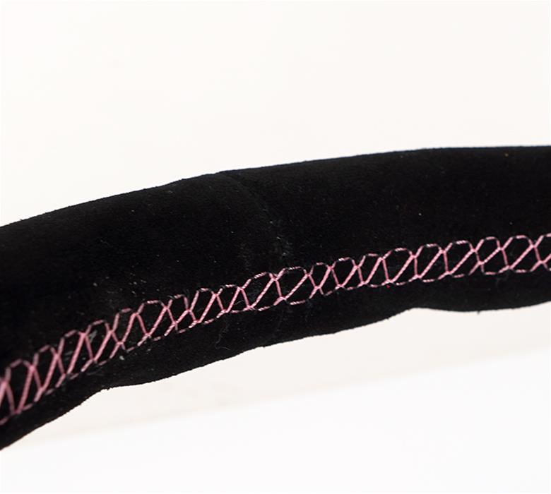 NRG Reinforced Steering Wheel (350mm) 3in Deep Pink Sakura Floral Solid Spoke - Black Suede/Stitch thumbnail 5