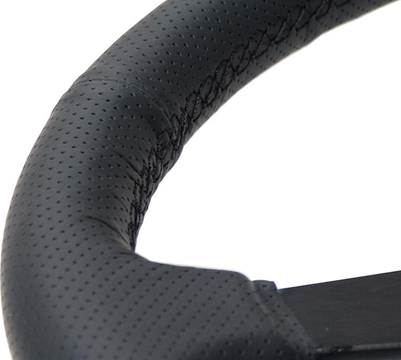 NRG Sport Steering Wheel (350mm / 1.5in Deep) Black Leather Black Stitch w/Matte Black Solid Spokes thumbnail 2