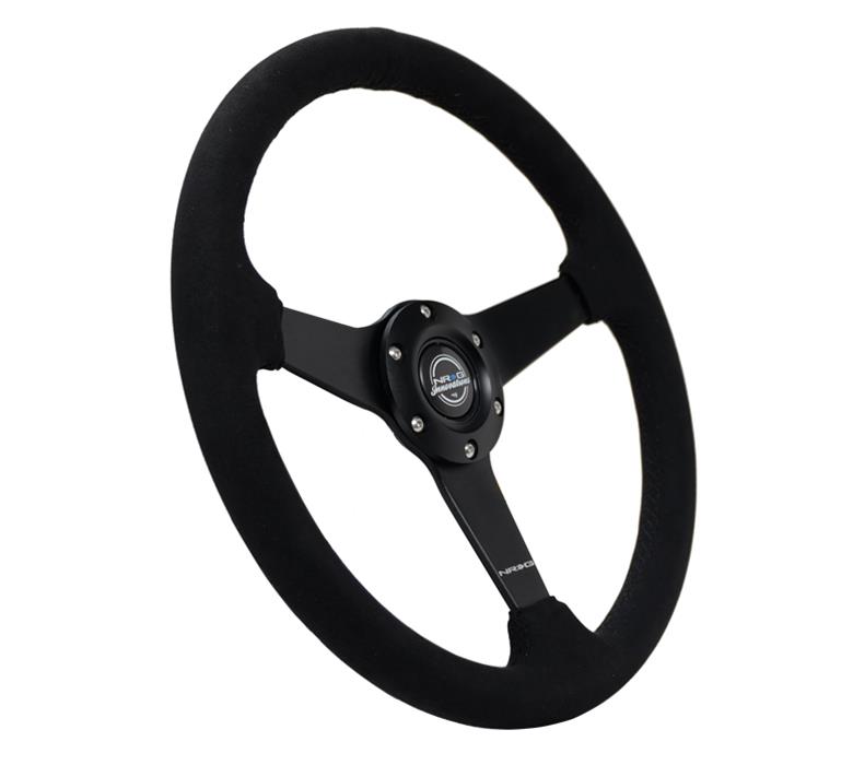 NRG Sport Steering Wheel (350mm/ 1.5in. Deep) Matte Black Spoke/ Black Alcantara w/ Black Stitching thumbnail 4