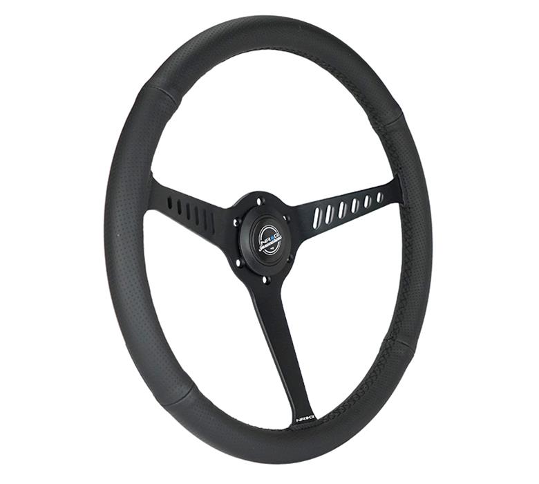 NRG Classic Stealth Steering Wheels RST-380-STL-B Wheel, Stealth, 380mm, 1 in. Dish, Black Leather Grip, Black Spoke, Black Stitching, Each thumbnail 2