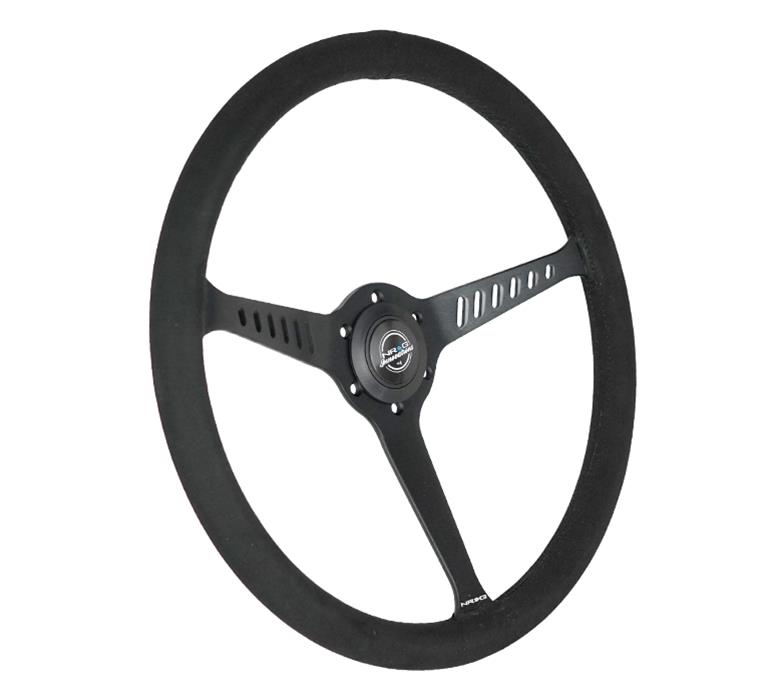 NRG Classic Stealth Steering Wheels RST-380-STL-SA Wheel, Stealth, 380mm, 1 in. Dish, Black Suede Grip, Black Spoke, Black Stitching, Each thumbnail 4