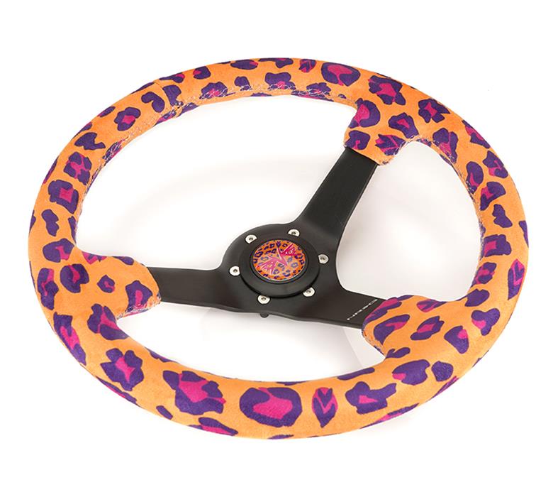 NRG Savage Inspired Steering Wheels RST-036MB-SV-OR Wheel, Inspired, 350mm, 3 in. Dish, Orange Microfiber Grip, Matte black Spoke, Pink Stitching, Each thumbnail 2