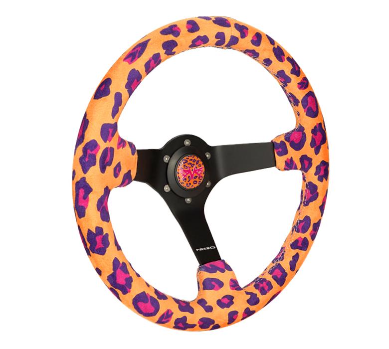 NRG Savage Inspired Steering Wheels RST-036MB-SV-OR Wheel, Inspired, 350mm, 3 in. Dish, Orange Microfiber Grip, Matte black Spoke, Pink Stitching, Each thumbnail 5
