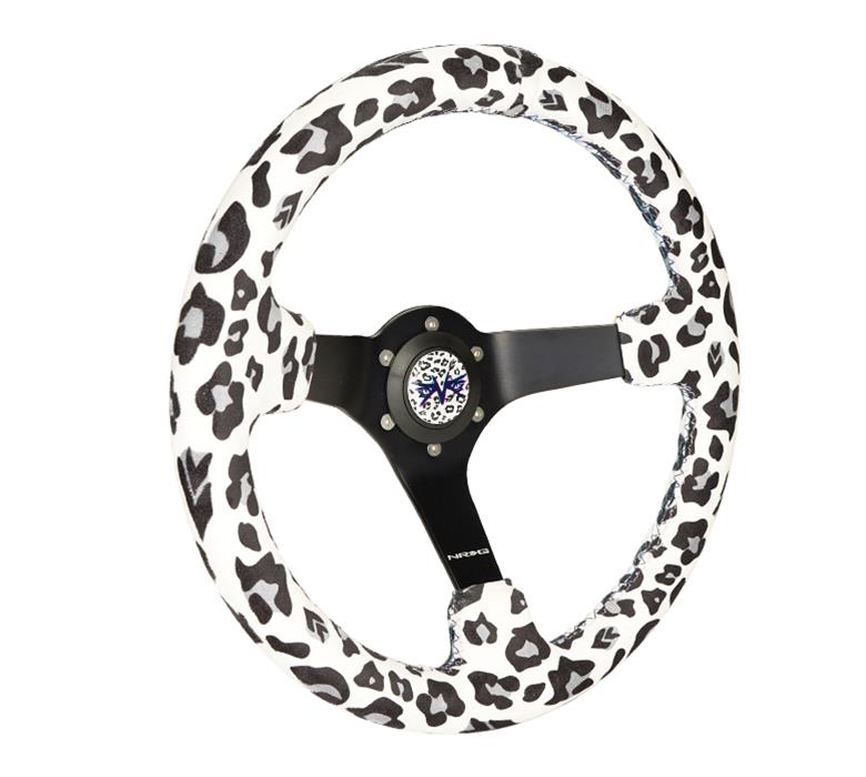 NRG Savage Inspired Steering Wheels RST-036MB-SV-WT Wheel, Inspired, 350mm, 3 in. Dish, White Microfiber Grip, Matte black Spoke, Blue Stitching, Each thumbnail 4