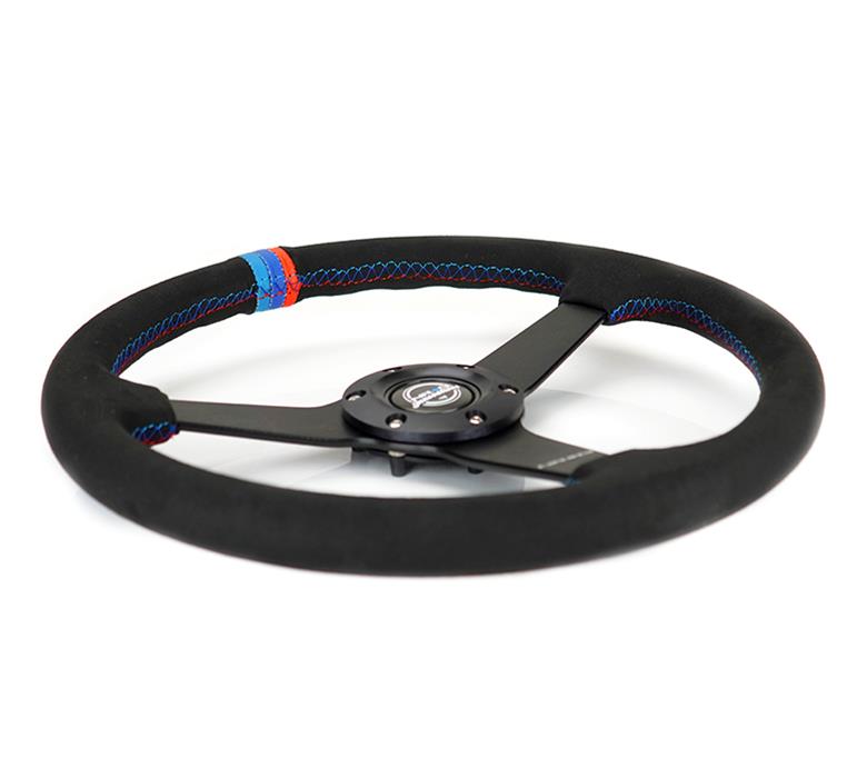 NRG Sport Wheel (350mm) 3 Solid Spokes - 1.5in Deep - Matte Black - Minty Fresh Miata Logo Etched thumbnail 4