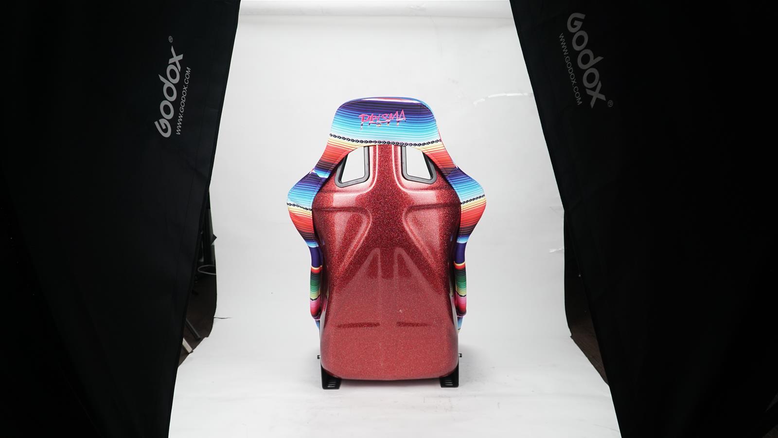 NRG FRP Bucket Seat PRISMA Serepi Edition W/ Red Pearlized Back Mexi-Cali Blanket Print - Large thumbnail 4