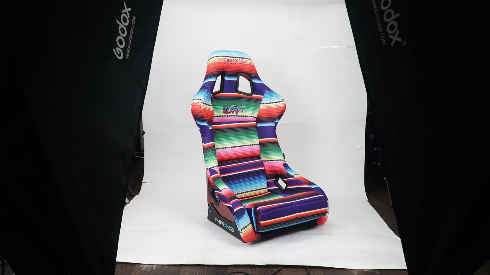 NRG FRP Bucket Seat PRISMA Serepi Edition W/ Red Pearlized Back Mexi-Cali Blanket Print - Large