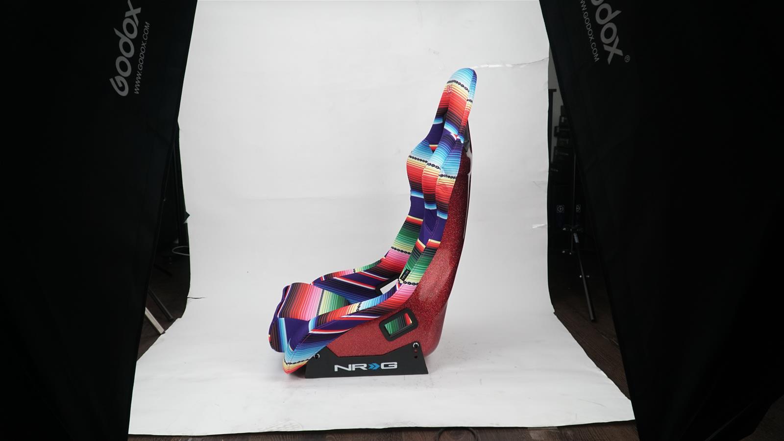 NRG FRP Bucket Seat PRISMA Serepi Edition W/ Red Pearlized Back Mexi-Cali Blanket Print - Large thumbnail 6