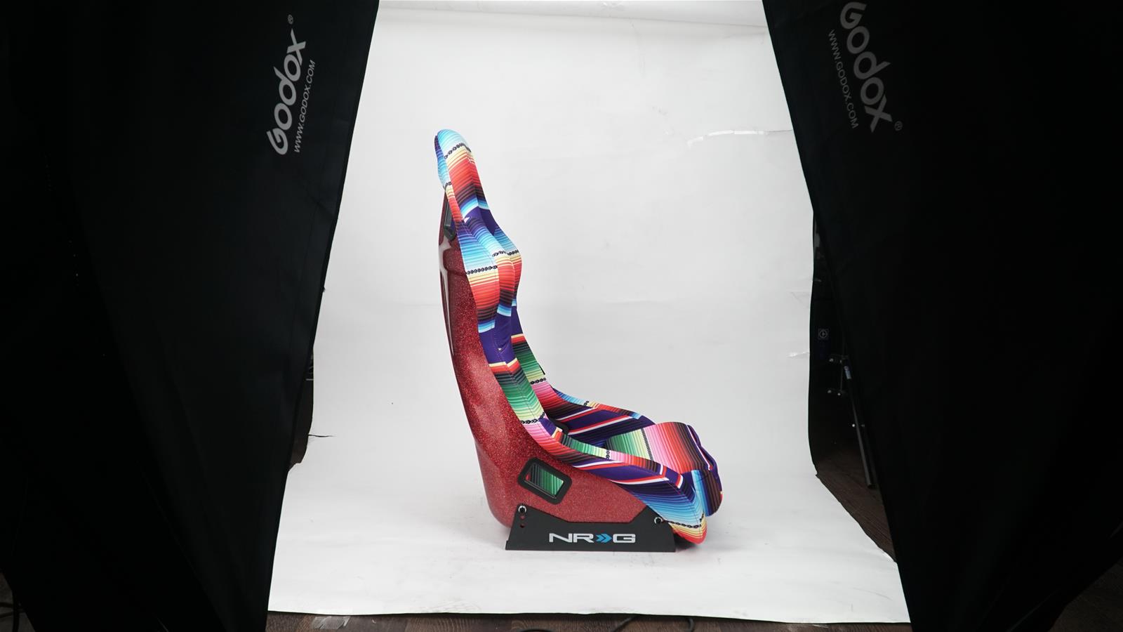 NRG FRP Bucket Seat PRISMA Serepi Edition W/ Red Pearlized Back Mexi-Cali Blanket Print - Large thumbnail 7