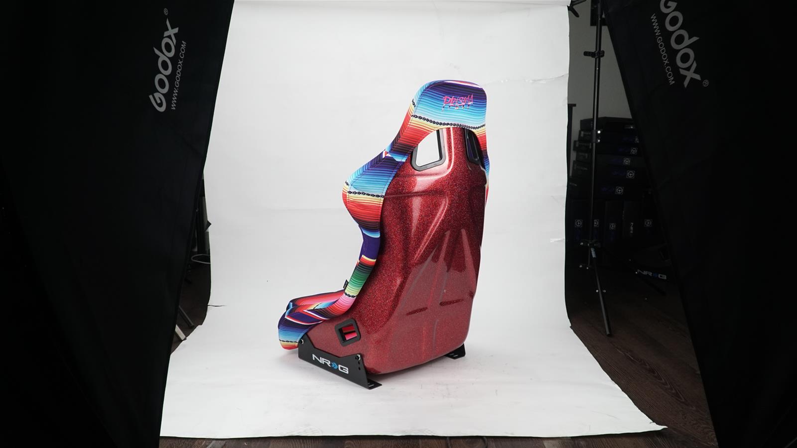 NRG FRP Bucket Seat PRISMA Serepi Edition W/ Red Pearlized Back Mexi-Cali Blanket Print - Large thumbnail 2