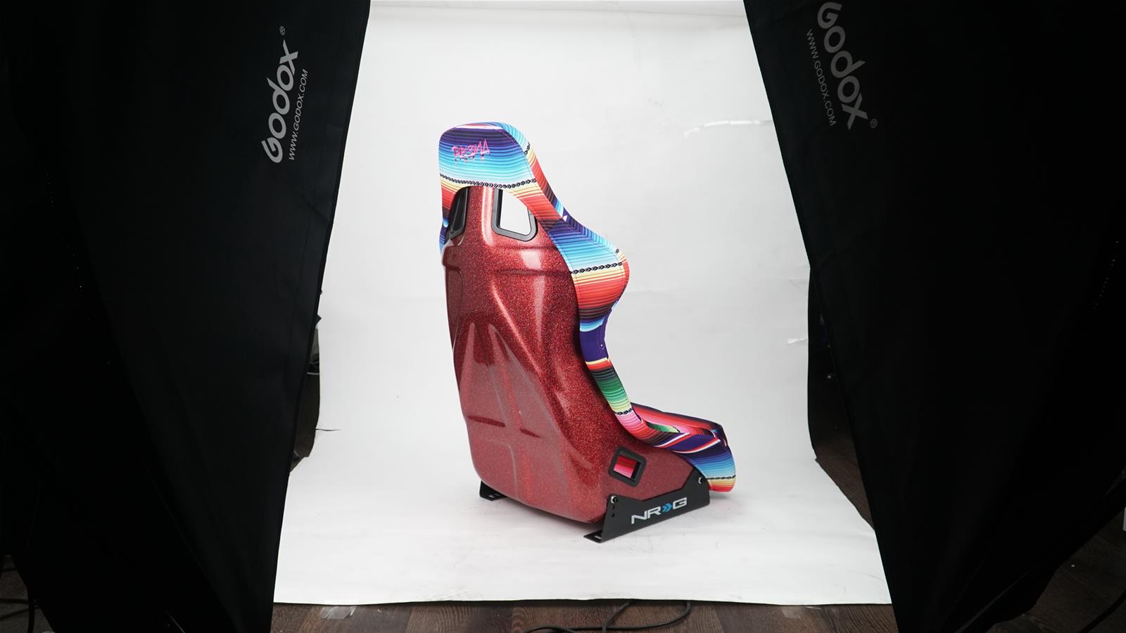 NRG FRP Bucket Seat PRISMA Serepi Edition W/ Red Pearlized Back Mexi-Cali Blanket Print - Large thumbnail 5