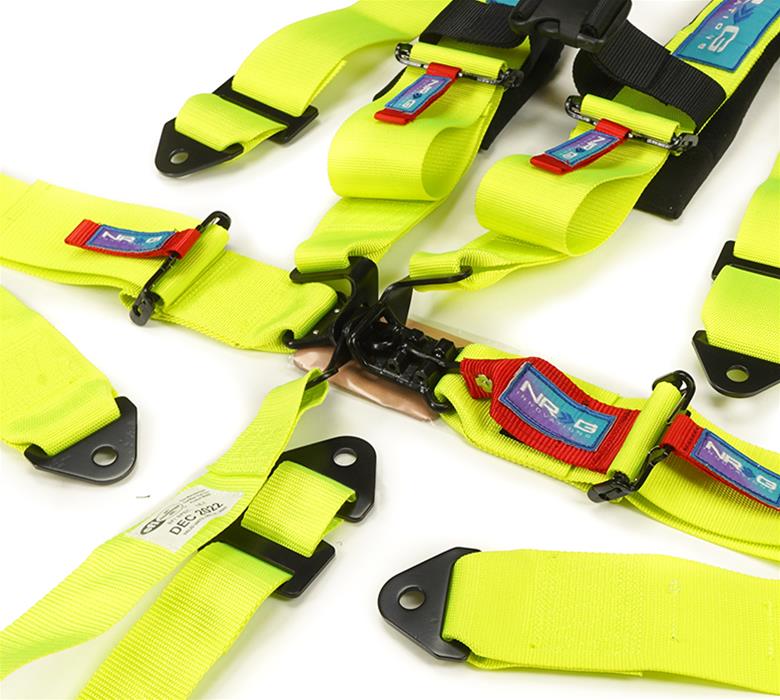 NRG SFI 16.1 5Pt 3 Inch Seat Belt Harness with Pads / Cam Lock - Neon Green