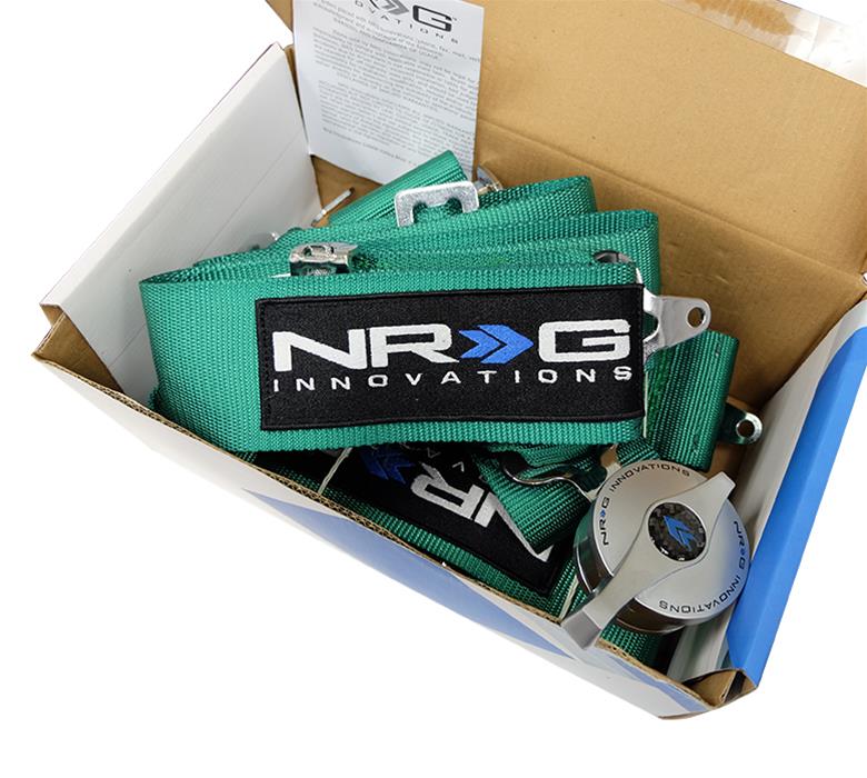 NRG Seat Belt 5-Point Harness SBH-R6PC GN Harness, Complete, 5-Point, Camlock, Green, 3 in., Individual Shoulders, Pull Down, Bolt-In, Floor Mount, Each