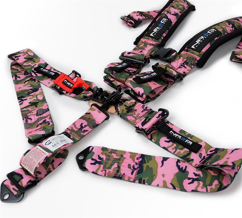 NRG SFI 16.1 5PT 3in Seat Belt Harness / Latch Link - Pink Camo