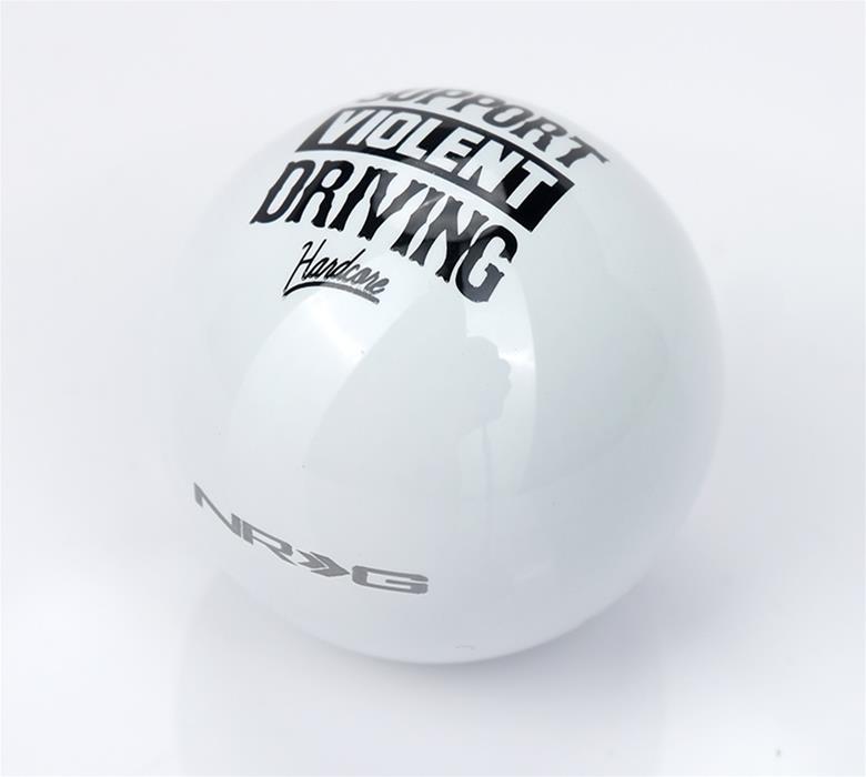 NRG Ball-Type Weighted Shift Knobs SK-350HC-WT Knob, Ball-Type, Round, White, Support Violent Driving Logo, Heavy Weight, Thread On, Universal, Each thumbnail 2