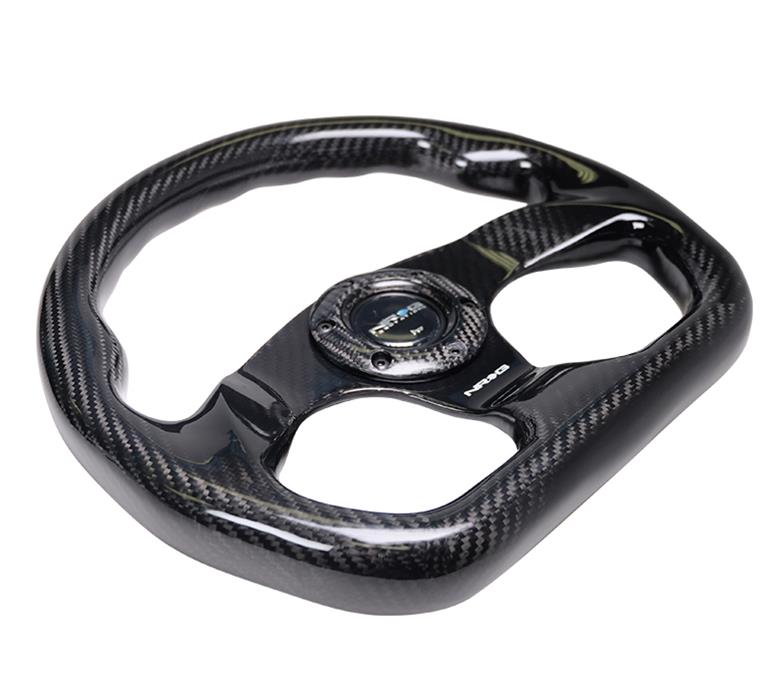 NRG Carbon Fiber Steering Wheel (320mm) Flat Bottom w/Shiny Black Carbon thumbnail 5
