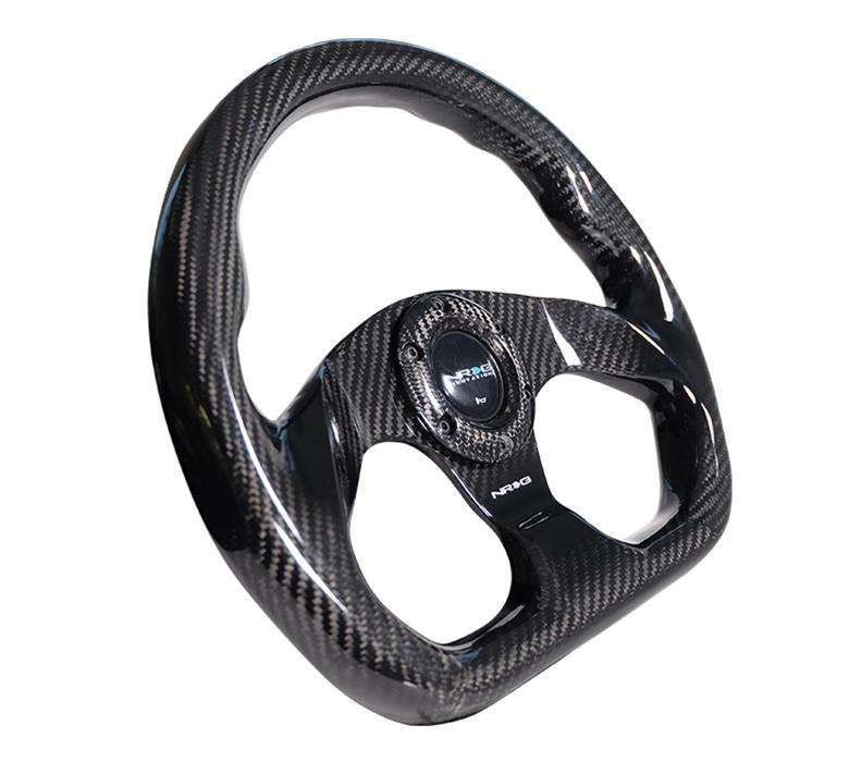 NRG Carbon Fiber Steering Wheel (320mm) Flat Bottom w/Shiny Black Carbon thumbnail 4