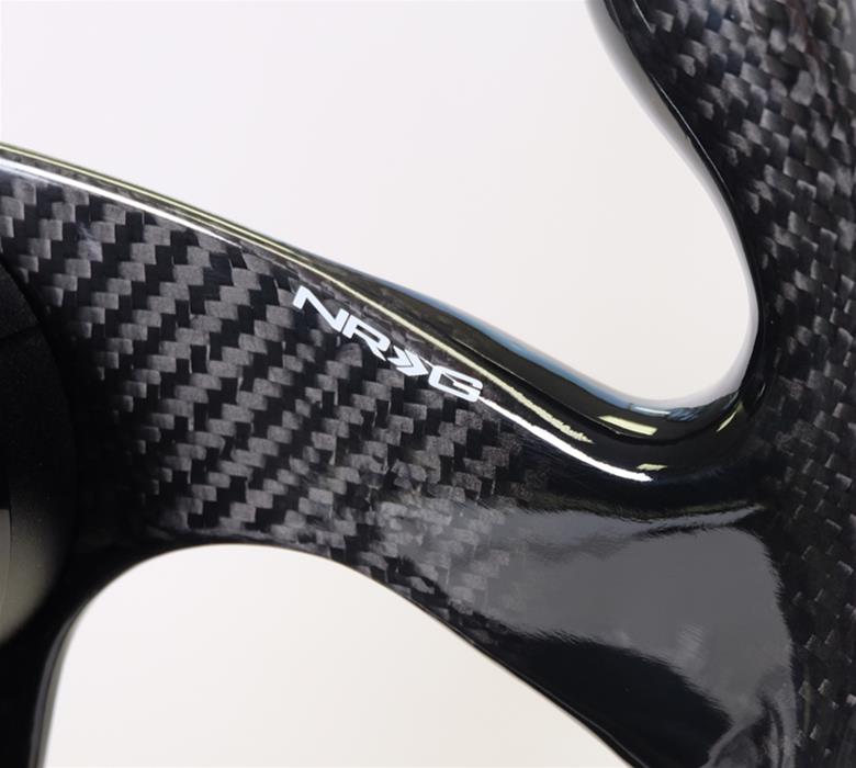 NRG Carbon Fiber Steering Wheel (320mm) Flat Bottom w/Shiny Black Carbon thumbnail 3