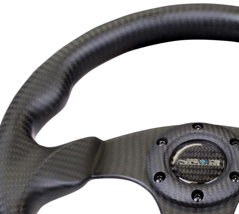 NRG Carbon Fiber Steering Wheel (320mm) Flat Bottom Matte Black Carbon thumbnail 2