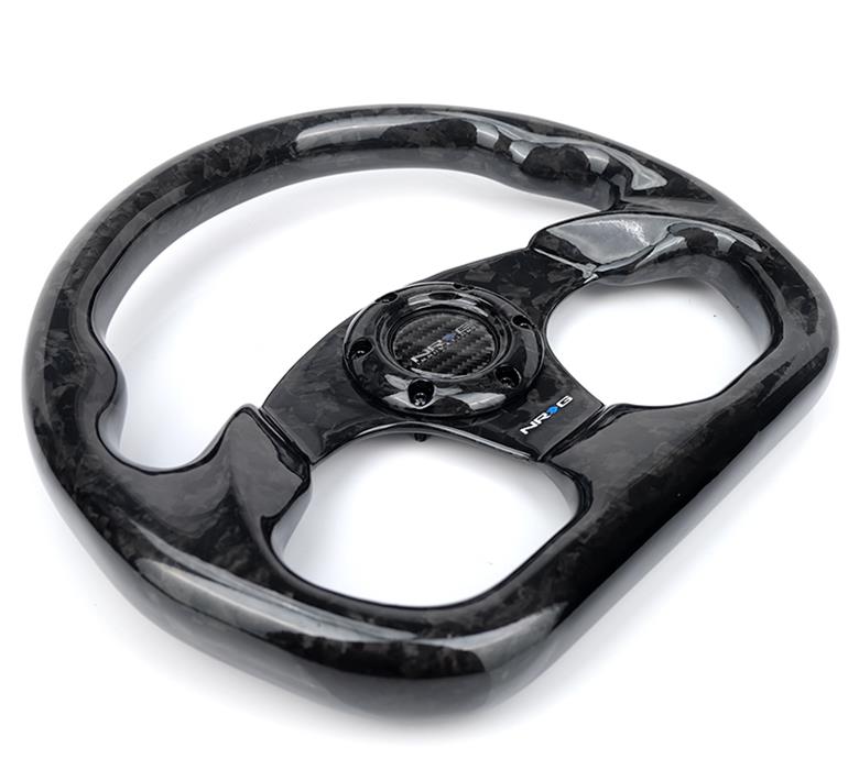 NRG Shiny Black Forged Carbon Fiber Steering Wheel 320mm Flat Bottom thumbnail 3