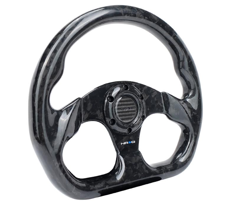 NRG Shiny Black Forged Carbon Fiber Steering Wheel 320mm Flat Bottom thumbnail 4