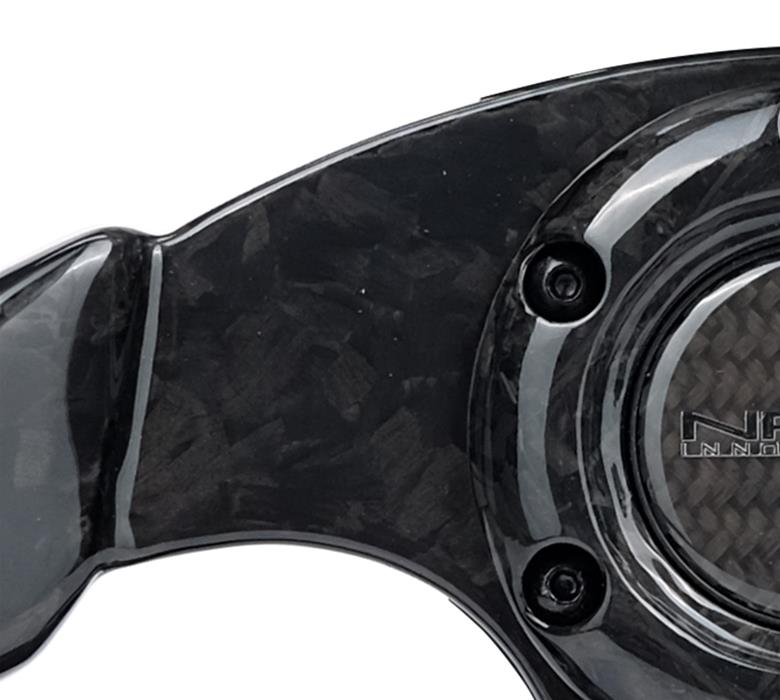 NRG Shiny Black Forged Carbon Fiber Steering Wheel 320mm Flat Bottom thumbnail 2