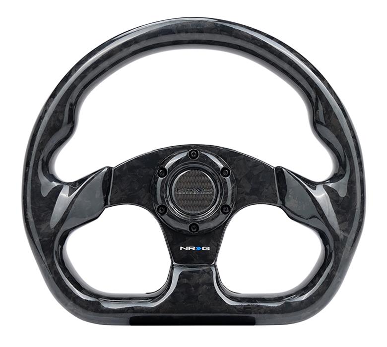 NRG Shiny Black Forged Carbon Fiber Steering Wheel 320mm Flat Bottom