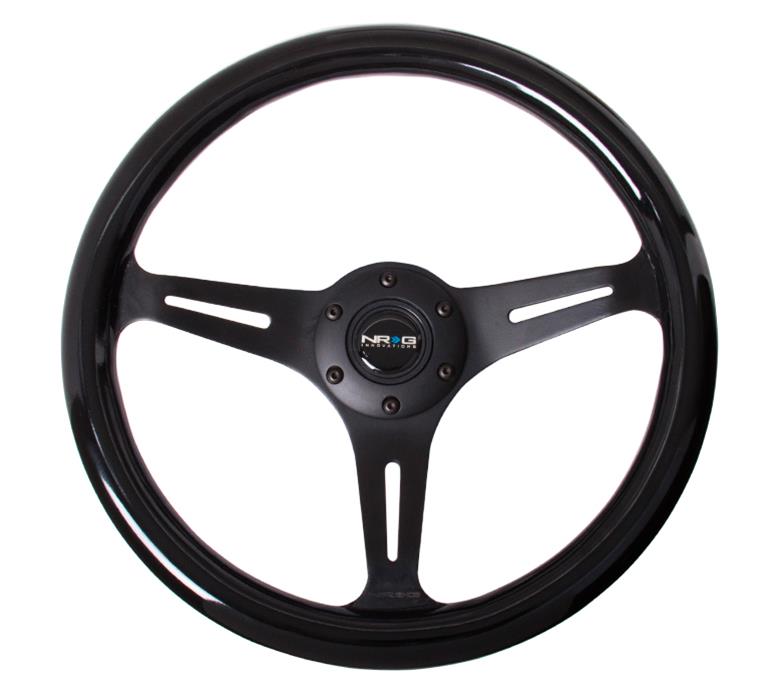 NRG Classic Wood Grain Steering Wheel (350mm) Black Paint Grip w/Black 3-Spoke Center thumbnail 2
