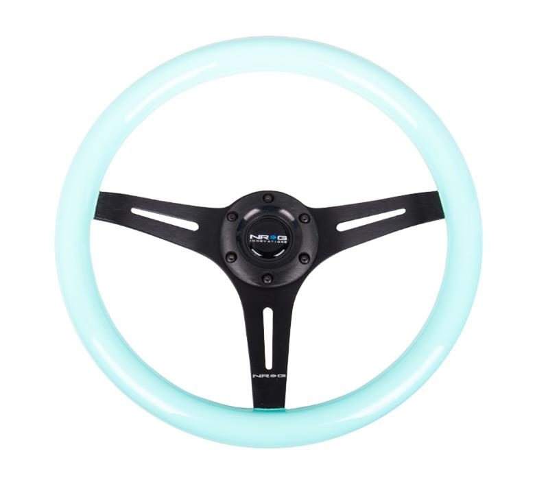 NRG Classic Wood Grain Steering Wheel (350mm) Minty Fresh Color Grip w/Black 3-Spoke Center thumbnail 3