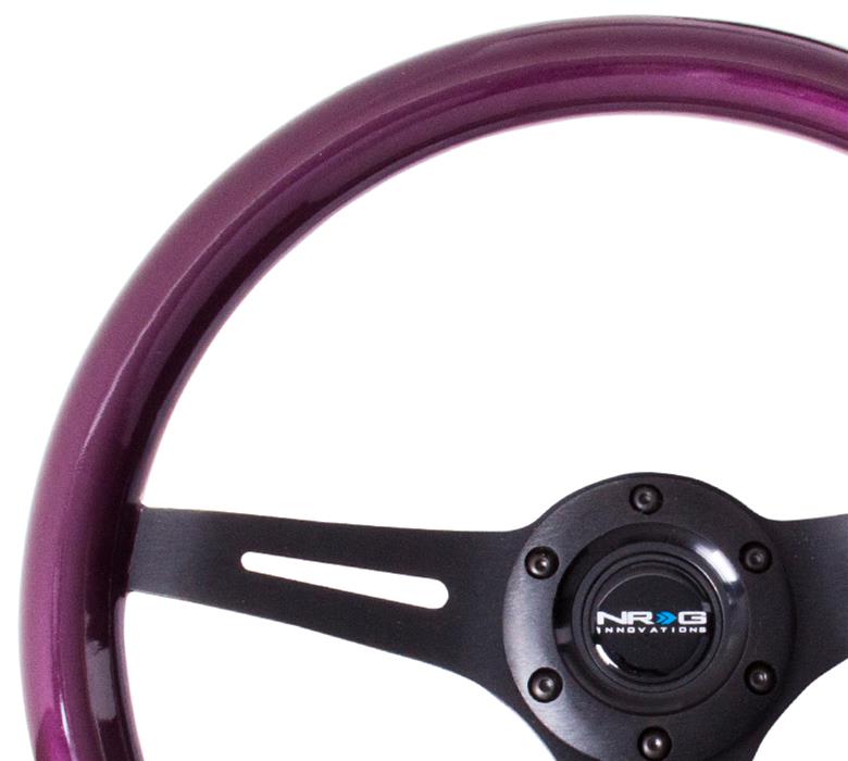 NRG Classic Wood Grain Steering Wheel (350mm) Purple Pearl/Flake Paint w/Black 3-Spoke Center thumbnail 3