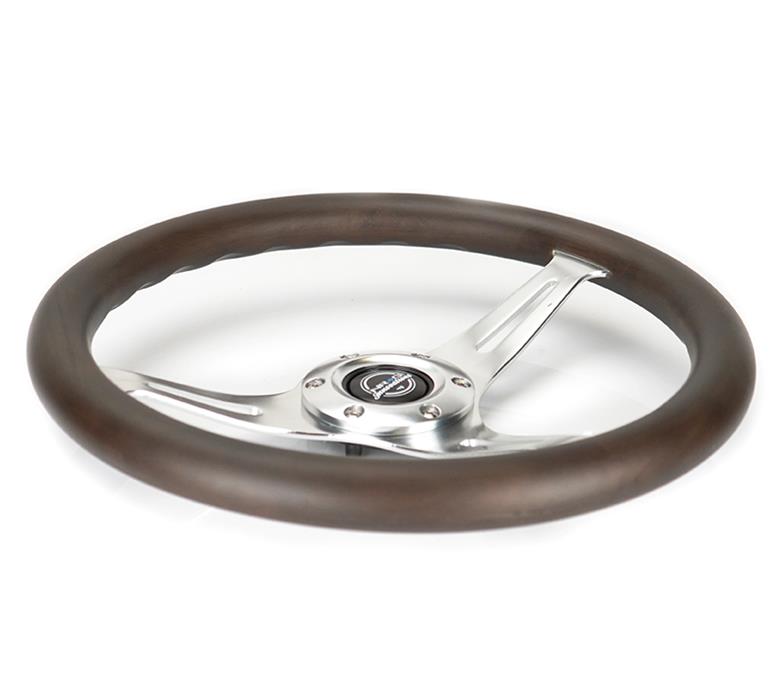 NRG Classic Wood Grain Wheel - 350mm 3 Chrome Silver Spokes Oak Color Wood thumbnail 4