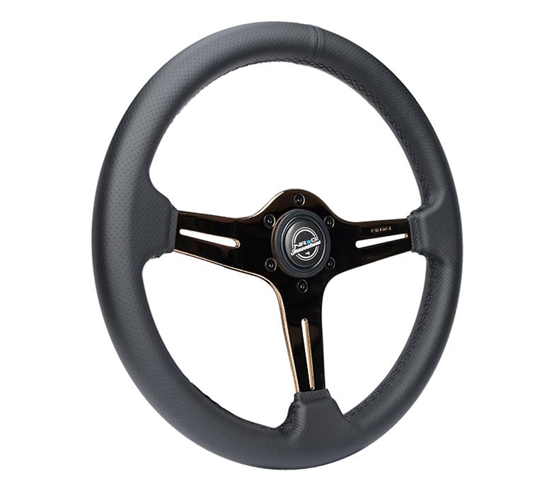 NRG Light Weight Gaming Steering Wheel - Blitz 350mm 3 Rose Gold Spokes Slits - Leather - No Dish thumbnail 3